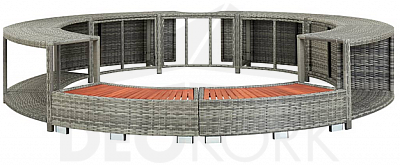 Set nábytku k mobilní vířivce kruhové (šedý umělý polyratan)